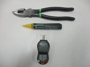 Greenlee 3pc Electrican Tools Circuit Tester, Voltage Tester, 9" Cutting Pliers - Picture 1 of 4