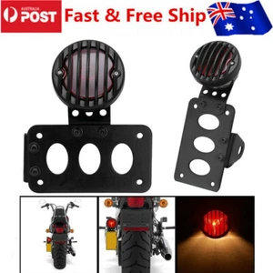 2-in-1 Motorcycle Tail Light W/ Number License Plate Bracket For Chopper Bobber - Picture 1 of 10
