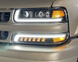 For 1999-2002 Chevy Silverado 2000-2006 Tahoe LED Headlights+Bumper DOT Lamps - Picture 1 of 24