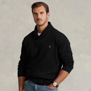 Polo Ralph Lauren Pullover Pulli schwarz 100% Baumwolle Schalkragen Größe L - Bild 1 von 6