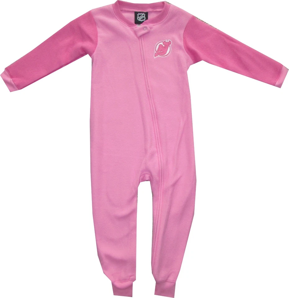 Mono para dormir New Jersey Devils rosa con logotipo bordado para niñas pequeñas Foto 1 de 1