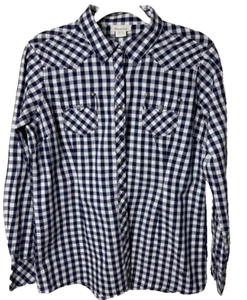 Ariat Womens XL Blue White Plaid Western Snap Button Rodeo Cowgirl Shirt LS - Picture 1 of 9