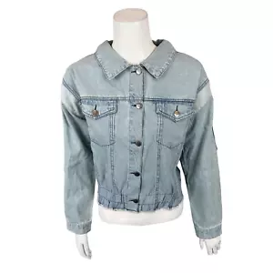 Women with Control My Wonder Denim Patchwork Denim Jacket Bleached Medium Size - Picture 1 of 2