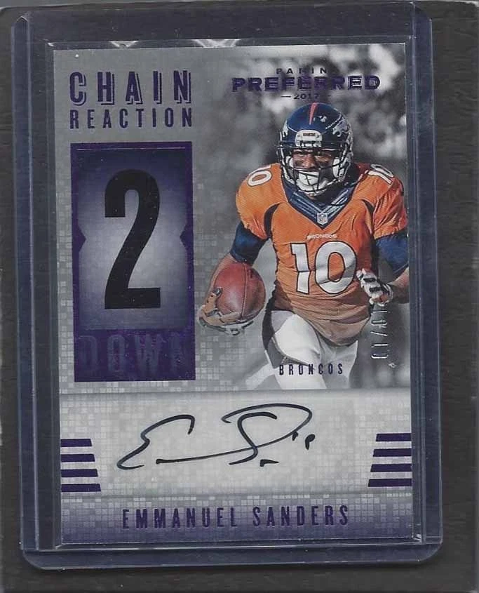 1/1 EMMANUEL SANDERS 2017 PANINI REACCIÓN EN CADENA PREFERIDA AUTOMÁTICA #D 10/10 JSY #10 Foto 1 de 1