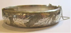 STERLING SILVER H SAMUEL HINGED ENGRAVED BANGLE SUPERB RETRO BIRMINGHAM 1966 - Picture 1 of 1