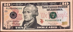 NEW UNCIRCULATED $10 TEN DOLLAR BILL, Fancy Number’s TRIPLE ZERO’S SERIES 2017A - Picture 1 of 2