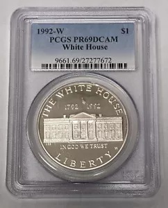 1992 W Casa Bianca Dollaro Argento PCGS PR 69 - Foto 1 di 5