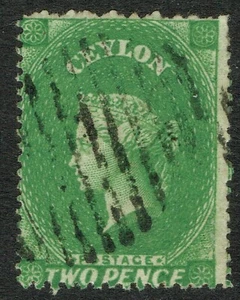 Ceylon 1861 2d Yellowish-Green SG20b Very Good Used Cat. £250.00 - Picture 1 of 1
