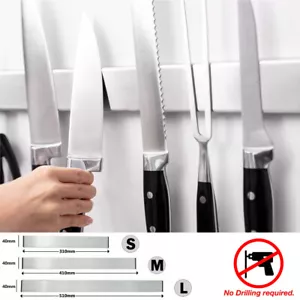 Strong Magnetic Knife Rack Holder Kitchen Utensil Storage Bar Strip Wall Mounted - Picture 1 of 15