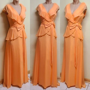 Richilene New York 70er Vintage orange festliches Kleid, Small - Bild 1 von 7