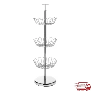 Drehbares Schuhregal 3-stufige Aufbewahrung für 18 Paar verstellbar Metalldesign Chrom - Bild 1 von 9