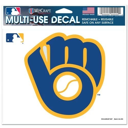 MILWAUKEE BREWERS COOPERSTOWN COLLECTION MULTI-USE DECAL 5"X6" FOR WINDOWS - Image 1 of 1
