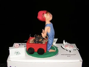 Annalee RETIRED Doll Primitive Garden LOGO KID Dog PIN Wagon LIMITED EDITION - Picture 1 of 8