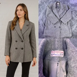 Vintage Herman Kay Gray Wool Blend Peacoat Women’s 10 Lined Classic Winter Coat - Picture 1 of 11