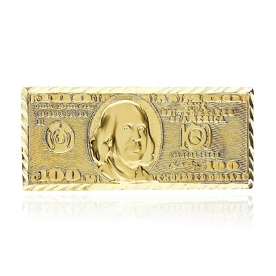 10K Yellow Gold 100 Dollars Dollar Bill Signet Ring - Image 1 of 4