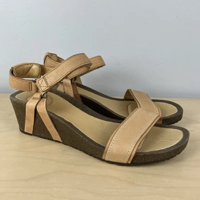 Teva Women’s Size 9.0 Ysidro Tan Leather Wedge Strappy Sandals Hook & Loop - Image 1 of 4