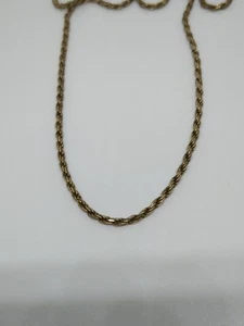 Vintage Sterling Silver 925 Gold Vermeil Italy Rope Chain Necklace 24" 2mm - Picture 1 of 6