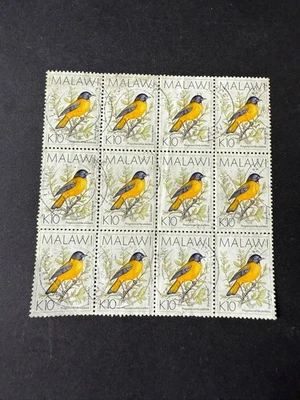 1994 Malawi Robin 10K Stamp Block (12) Used Unhinged Africa Birds - Image 1 of 3