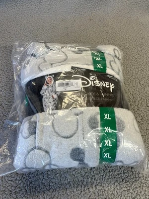 Disney Mickey and Minnie Fleece Pajama Women Extra Large Gray One Piece Faux Fur - Image 1 of 4