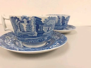 2 X Copeland Spode's Italian blue and white tea cup and saucer - Picture 1 of 14