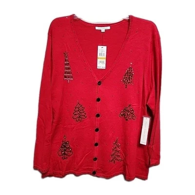 Colete Suéter Feminino Mercer Street Studio Natal 3X Frisado Enfeitado Novo com etiquetas - Imagem 1 de 4