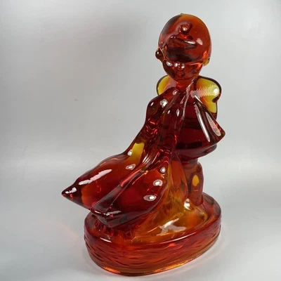 Grande Vintage L.E. Figura de vidrio Smith Amberina "Goose Girl" ~ ¡Bonito brillo UV! Foto 1 de 4