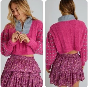 LOVESHACKFANCY BON VOYAGE JONAE PASSION FRUIT PUNCH CROP SWEATER SIZE S NWOT - Picture 1 of 9
