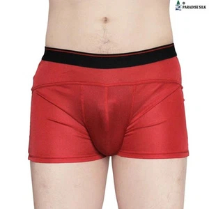 Pure Silk Knit Mens Boxers Trunks Pants Bulge Pouch Briefs Shorts Silk Underwear - Picture 1 of 6
