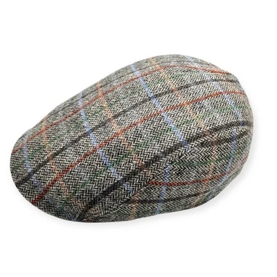 FIEBIG Schiebermütze FLATCAP grau mehrfarbig bis Gr.62 Schurwolle herringbone
