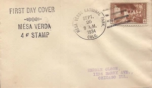743 Mesa Verde FDC- National Park- First Cachet cv $40 - Picture 1 of 2