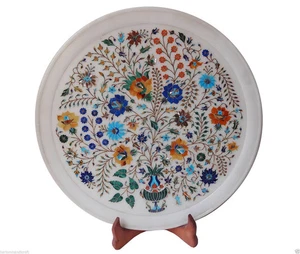 Marble Plate Inlay Work Stone Pietra Dura Handmade Home Decor & Gift - Picture 1 of 4