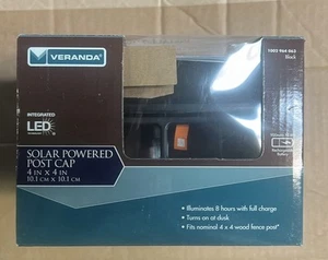 3-Veranda Black Solar Powered Post Cap LED Light Deck or Fence 4" X 4" - Picture 1 of 6