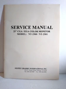 Neotec 25" Color NT-2500 Arcade Game TV Monitor Service Manual NT2501 - Picture 1 of 3
