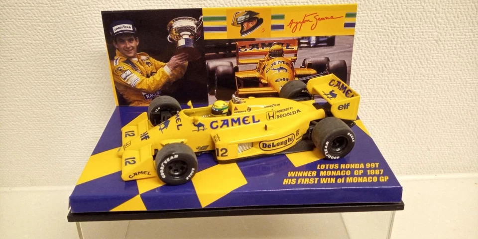 SENNA RACING COLLECTION 1:43 MINICHAMPS LOTUS HONDA 99T 1987 WINNER MONACO GP - Immagine 1 di 4