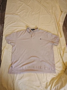 Camisa de Rugby Polo Ralph Lauren De Colección Para Hombres XXL Beige Azul Marino Poni Manga Corta  - Imagen 1 de 4