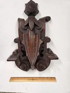 Antique Victorian Carved Walnut Salvage Architectural Piece Wood Vintage Scroll - Picture 1 of 11