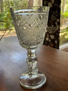 Calice cristallo 7,5" stile imperiale russo taglio e inciso doppia testa aquila - Foto 1 di 12