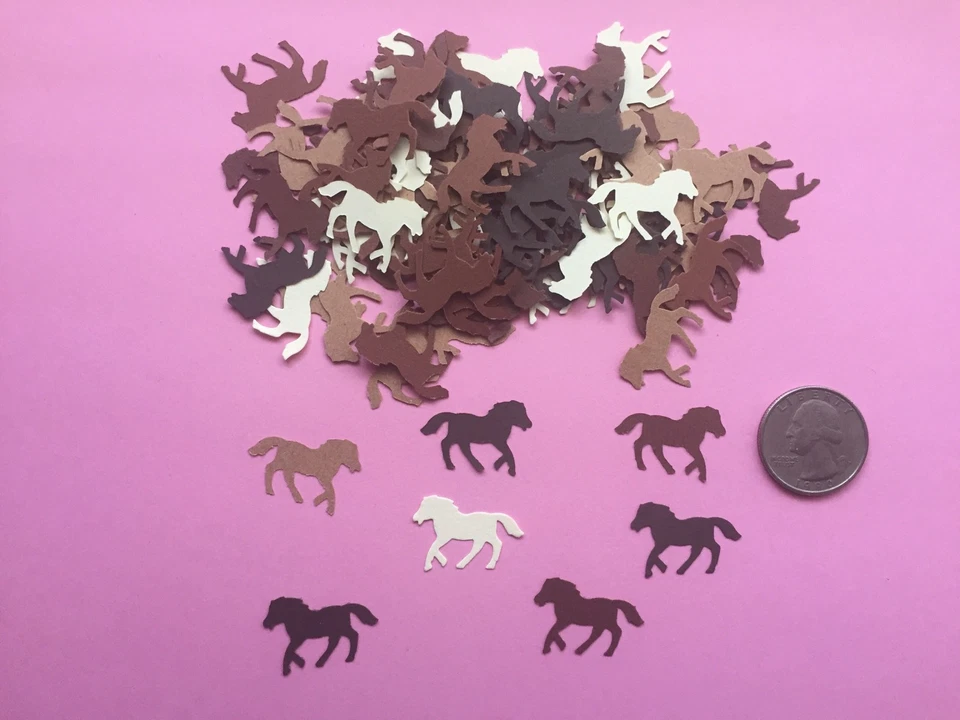 50 PEQUEÑOS CABALLOS MARRONES TROQUELADOS PUNZONES CONFETI 1 PULGADA 5 TONOS MARRONES Foto 1 de 1