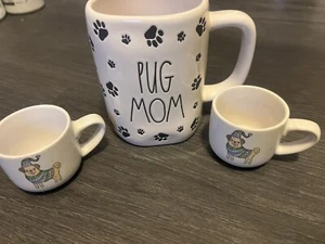 Rae Dunn Peppermint And Pine Mini Espresso Mug Winter Christmas Pug Mom Set 3 - Picture 1 of 10