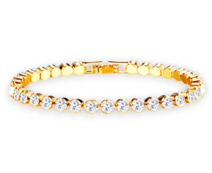 5,60g 750 Gold Armband 4,25ct Zirkon 18 Karat Bracelet 16cm x 4mm Gelbgold PL - Bild 1 von 2