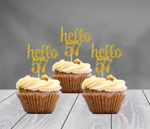 Toppers de cupcake brillantes para decoración de cumpleaños 57 (JUEGO de 12) 20 colores disponibles - Imagen 1 de 2