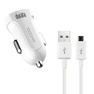 Durata USB KFZ Adapter DR-C17 5V 1000 mAh mit USB-Micro Ladekabel  in Weiß - Bild 1 von 2
