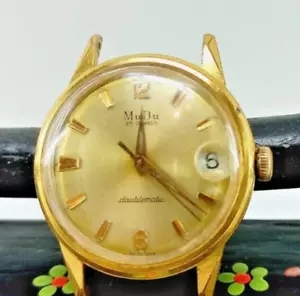 WATCH SWISS - MuDu - Automatic 25 JEW. gold plated-very old - VINTAGE FOR Men1 - Picture 1 of 9