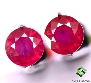 4,49 kt natürlicher Rubin Rundschliff Paar 7 mm roter Farbton facettiert lose Edelsteine GF - Bild 1 von 4