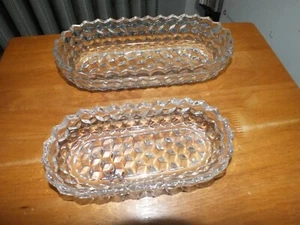 TWO FOSTORIA AMERICAN RELISH / VEGETABLE DISHES 10" AND 8" LONG VERY GOOD COND - Picture 1 of 4