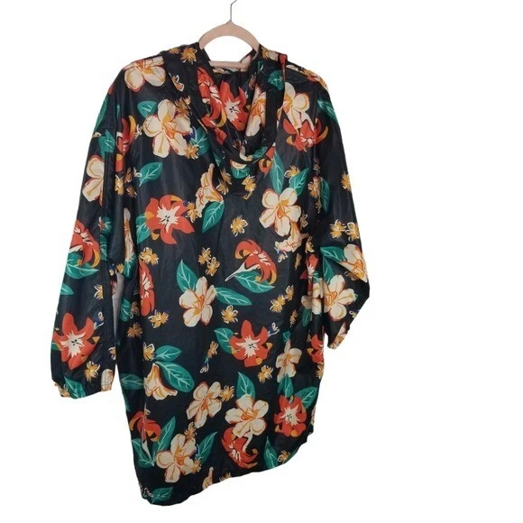 Zara Negro Floral Plantas Tropicales Chubasquero Mujer XS Oversize Foto 1 de 4