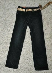 Corduroy Pants Mudd Black Slim Belted Stretch Adjustable Waist Girls-sz 10 - Picture 1 of 4