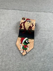 Vintage Christmas Looney Tunes Mania Men's Neck Tie Silk Taz Sylvester Buggs - Picture 1 of 9
