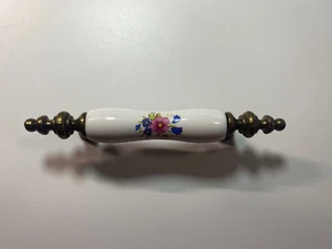 Vintage Antik Messing Keramik Blumen Schublade Zuggriff USA Kostenloser Versand - Bild 1 von 12
