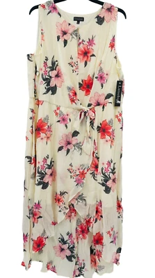 Vestido midi para mujer Luxology talla 3X floral sin mangas ojo de cerradura forrado en la cintura Foto 1 de 4